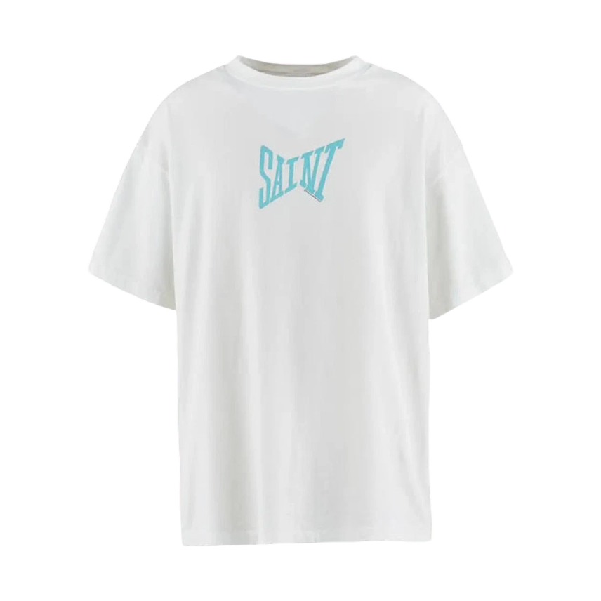 [BUNJANG] Saint Michael Ribon Saint Short Sleeve T-Shirt White Blue XL / 세인트 마이클 리본 세인트 반팔 티셔츠