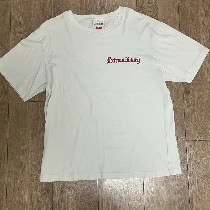 [BUNJANG] EXTRAORDINARY BLACK LETTER LOGO TEE XL / 엑스트라오디너리 BLACK LETTER LOGO TEE OFF WHITE 반팔 티셔츠 XL
