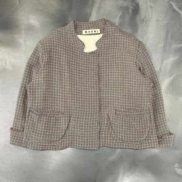 [BUNJANG] Marni Check Non-Button Wool Jacket / 마르니 체크 논버튼 울 자켓 y18569