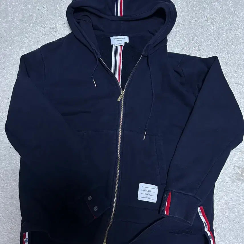 [BUNJANG] Thom Browne Center Back Tricolor Zip-Up Hoodie Navy Size 5 / [5size] 톰브라운 센터백 백삼선 후드집업