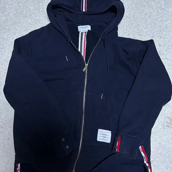 [BUNJANG] Thom Browne Center Back Tricolor Zip-Up Hoodie Navy Size 5 / [5size] 톰브라운 센터백 백삼선 후드집업
