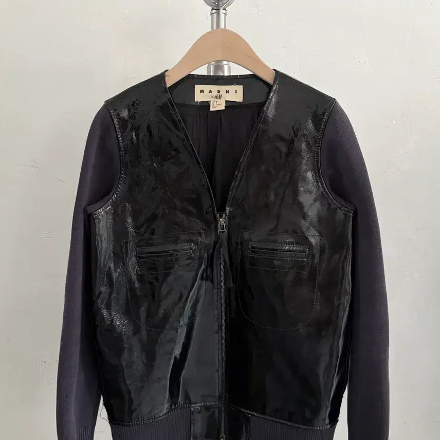 [BUNJANG] MARNI x H&M Knit Leather Two-Way Jacket / MARNI x H&M 마르니 H&M 니트 레더 투웨이 자켓
