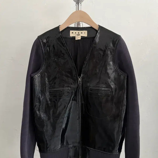 [BUNJANG] MARNI x H&M Knit Leather Two-Way Jacket / MARNI x H&M 마르니 H&M 니트 레더 투웨이 자켓