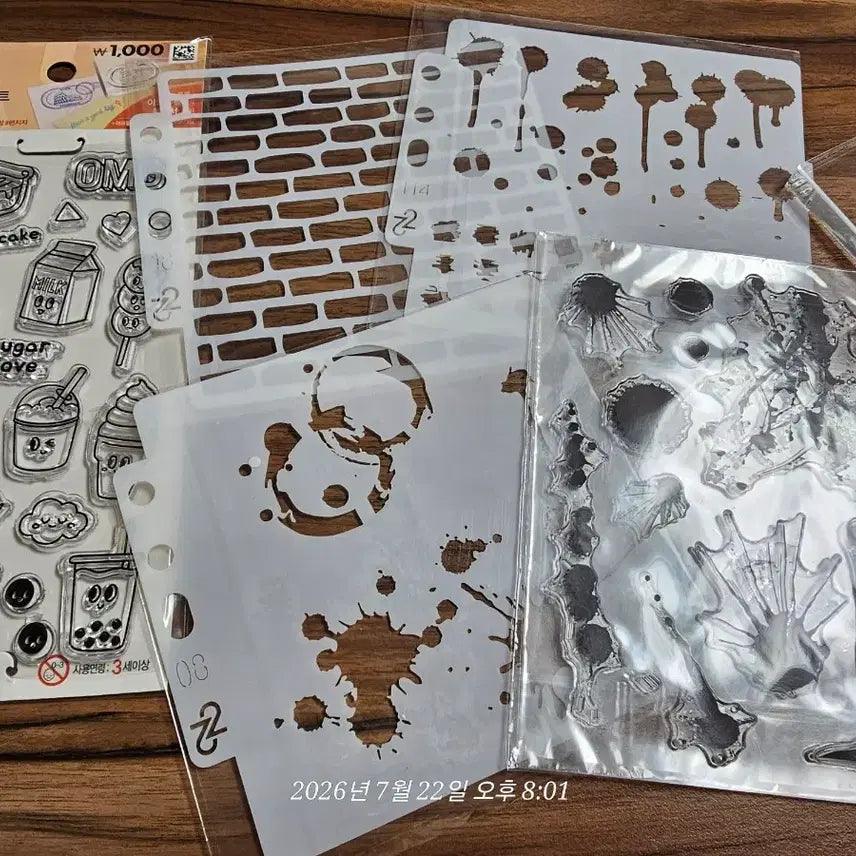 [BUNJANG] Clear Stamp Stencil Stamp Block Bundle Set / 다꾸 클리어스탬프 스탠실 스텐실 스탬프블럭 일괄