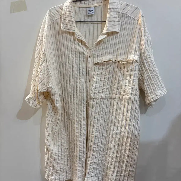 [BUNJANG] Zara Striped Short Sleeve Shirt / 자라 스트라이프 반팔 셔츠