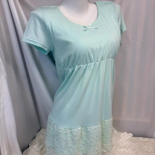[BUNJANG] Sweet Charm Mint Lace Short Sleeve T-Shirt / sweet charm 민트 레이스 반팔티 #csz863