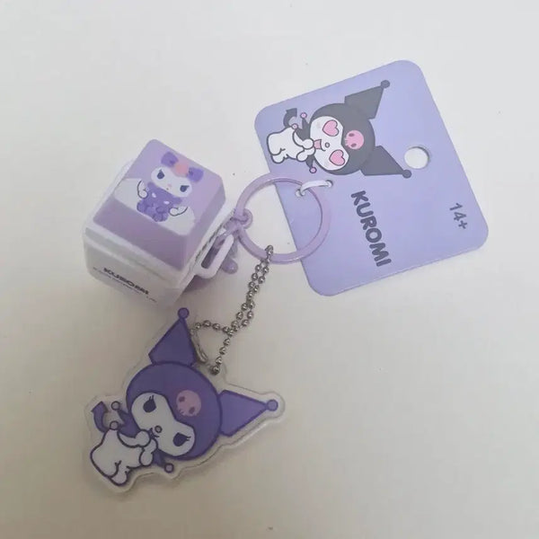[BUNJANG] Sanrio Kuromi LED Clicker Bag Charm Keychain / 산리오 쿠로미 LED 키캡 클릭커 가방고리 키링 1구