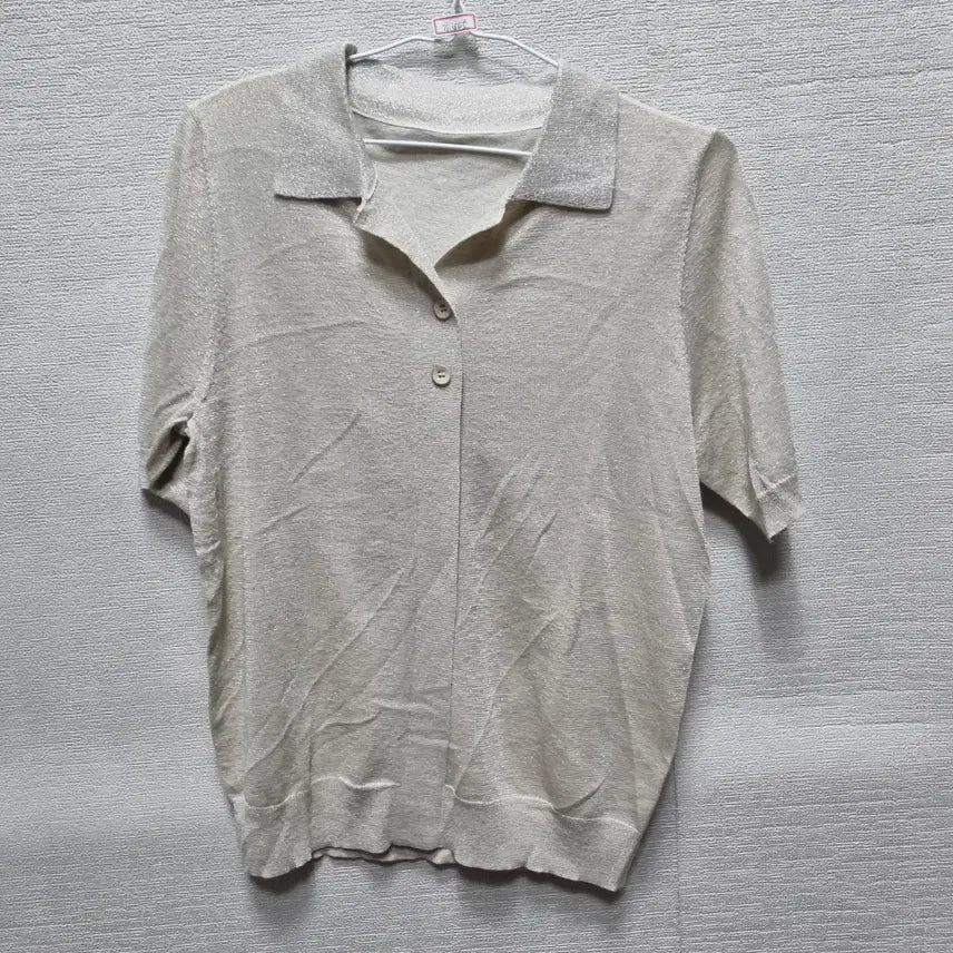 [BUNJANG] Women's Knit Collar Short Sleeve T-Shirt / 자445 니트 카라 반팔 티셔츠