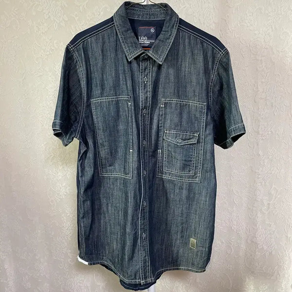 [BUNJANG] Lee Urban Riders Denim Camo Color Block Shirt / Lee Urban Riders 데님 카모배색 셔츠