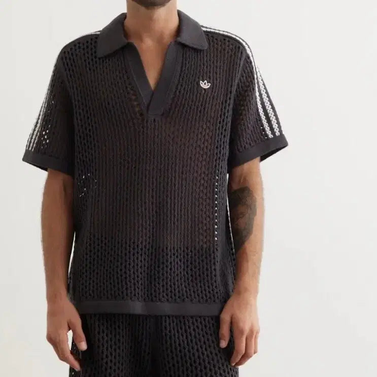 [BUNJANG] Adidas x Clot Crochet Polo Shirt (Size 105) / 아디다스 x 클랏 크로셰 폴로티 105