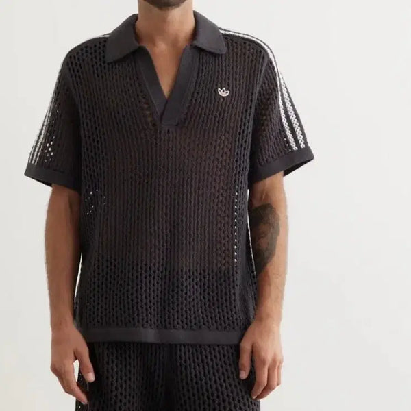 [BUNJANG] Adidas x Clot Crochet Polo Shirt (Size 105) / 아디다스 x 클랏 크로셰 폴로티 105