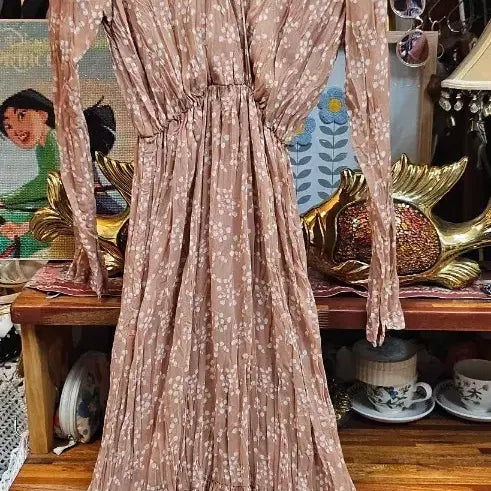 [BUNJANG] Chiffon Floral Long Dress / 쉬폰 꽃무늬 롱 원피스