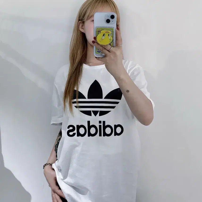 [BUNJANG] Adidas Big Logo White T-Shirt / 아디다스 빅로고 화이트 반팔