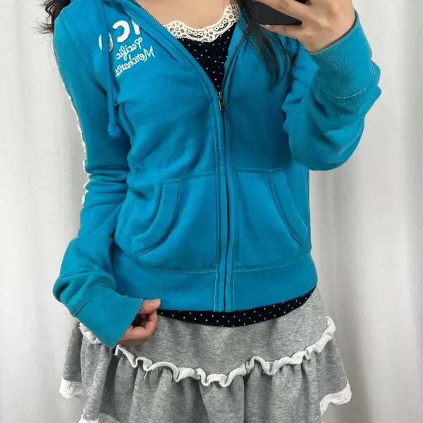 [BUNJANG] Hollister Slim Fit Sky Blue Hoodie Zip-Up / 홀리스터 슬림핏 스카이블루 후드집업