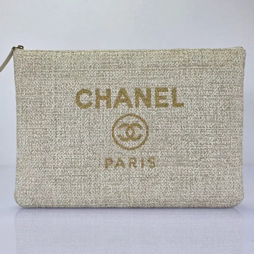 [BUNJANG] Chanel Deauville Tweed Clutch Bag Ivory / 샤넬 도빌 클러치 백