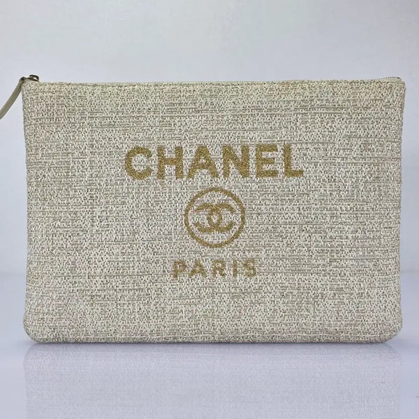 [BUNJANG] Chanel Deauville Tweed Clutch Bag Ivory / 샤넬 도빌 클러치 백