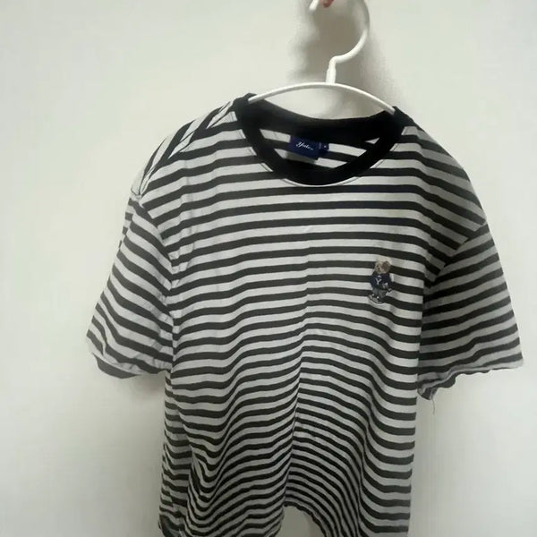 [BUNJANG] Yale Striped Short Sleeve T-Shirt Navy/White / 예일 스트라이프 반팔티s
