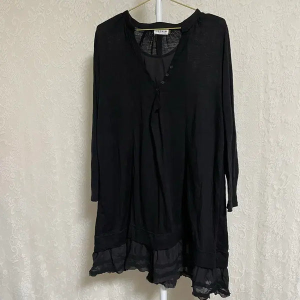 [BUNJANG] LEPSIM Black Layered Henry Neck Dress / LEPSIM 블랙 레이어드 헨리넥 원피스
