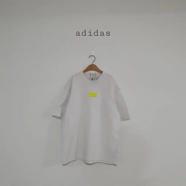 [BUNJANG] Adidas Short Sleeve T-Shirt White Yellow Logo / No.26072211 아디다스 반팔티 화이트 옐로우 로고 포인트