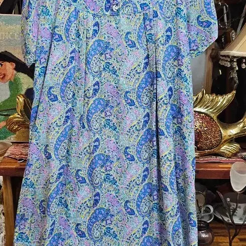 [BUNJANG] Paisley Print Rayon Short Sleeve Maxi Dress / 페이즐리 인견패턴 반팔 원피스