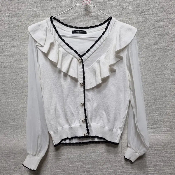 [BUNJANG] White Frill Blouse - Size S / 자448 프릴 블라우스