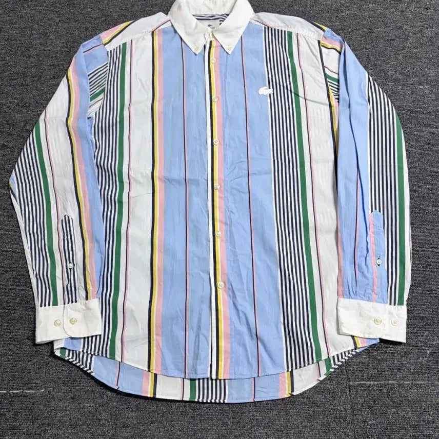 [BUNJANG] Lacoste Live Relaxed Fit Striped Cotton Shirt / 라코스테 라이브 릴렉스핏 스트라이프 코튼 셔츠