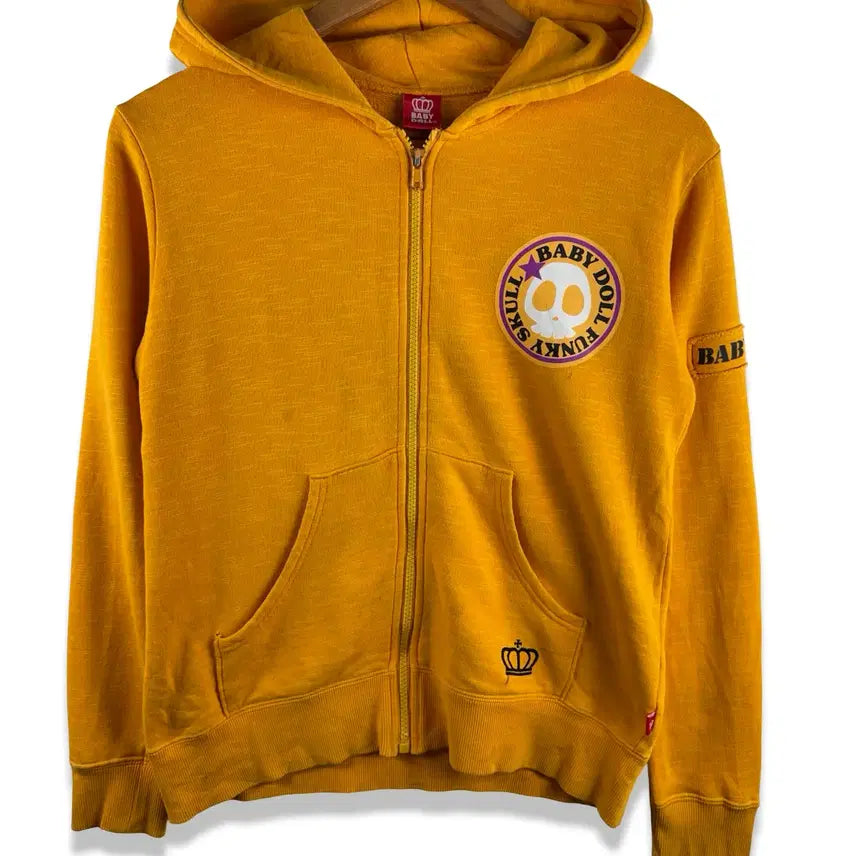[BUNJANG] Babydoll Skull Patch Fitted Hoodie Zip-Up / JPN 베이비돌 스컬패치 딱붙 후드집업4574