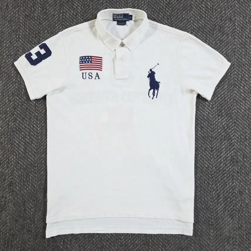 [BUNJANG] Polo Ralph Lauren Chief Keep USA Flag Big Pony Short Sleeve Polo Shirt L / 폴로 랄프로렌 치프키프 USA 성조기 빅포니 반팔 카라티