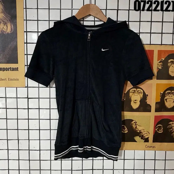 [BUNJANG] Nike Half-Sleeve Hoodie Zip-Up Black L / 나이키 반팔 후드 집업 블랙 L 0722