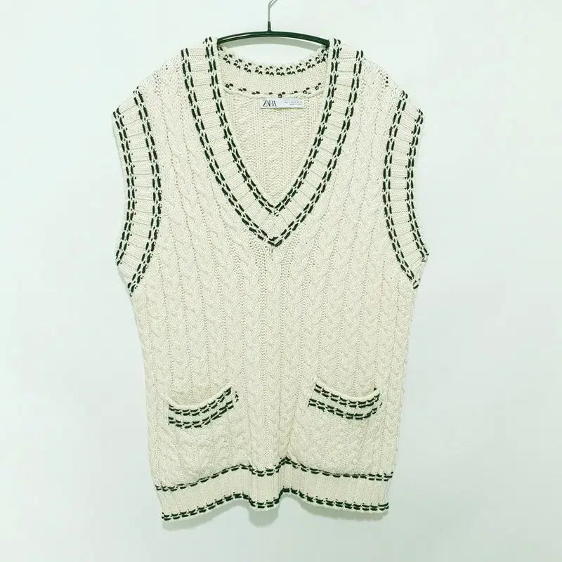 [BUNJANG] Zara Oversized Cable Knit Vest / 자라 오버핏 케이블 니트 조끼 S_W0803