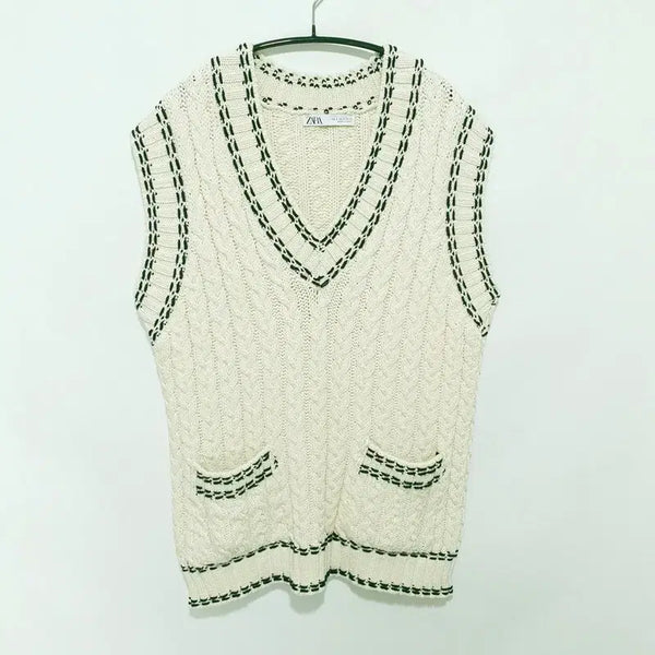 [BUNJANG] Zara Oversized Cable Knit Vest / 자라 오버핏 케이블 니트 조끼 S_W0803