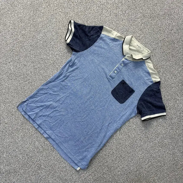 [BUNJANG] Beanpole Colorblock Collar T-Shirt / 105 빈폴 Beanpole 반팔 배색 카라티 0721J1