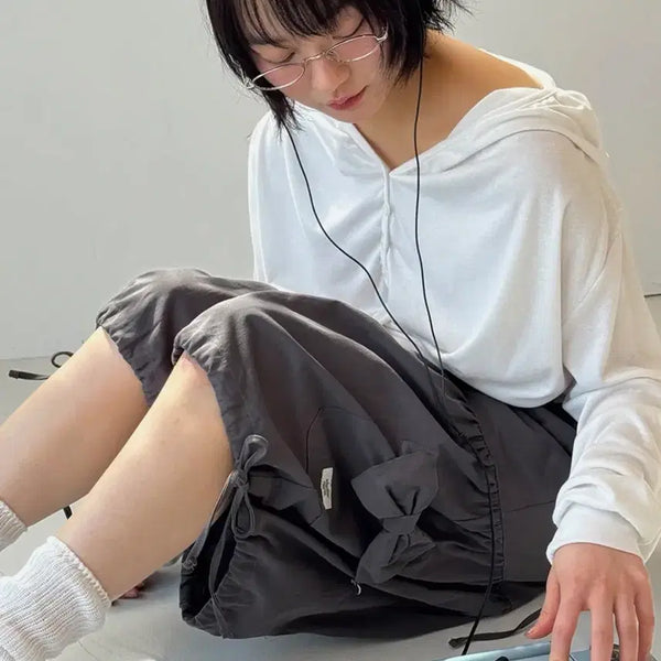 [BUNJANG] Ronron Ribbon Pocket Bermuda Shorts Charcoal / 론론 RIBBON POCKET BERMUDA PANTS CHARCOAL