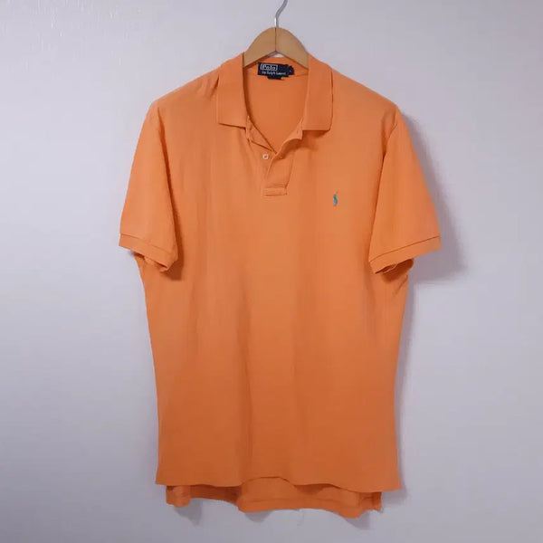 [BUNJANG] Polo Ralph Lauren Orange Embroidered Pony Rugby Shirt L / 폴로 랄프로렌 반팔 카라티 오렌지 피케티 자수포니 럭비티 정품 해외 L