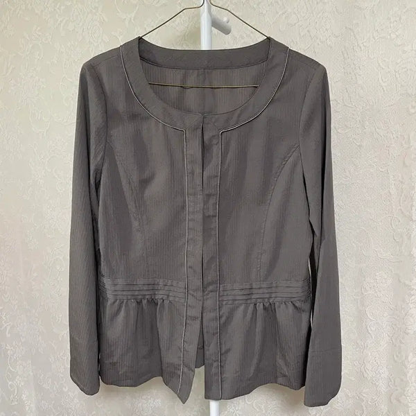 [BUNJANG] Antraci Peplum Collarless Jacket / Antraci페플럼 노카라 자켓