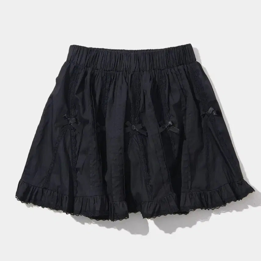 [BUNJANG] Place Studio Black Ribbon Mini Lace Skirt / 플레이스 스튜디오 블랙 리본 미니 레이스 스커트 새것