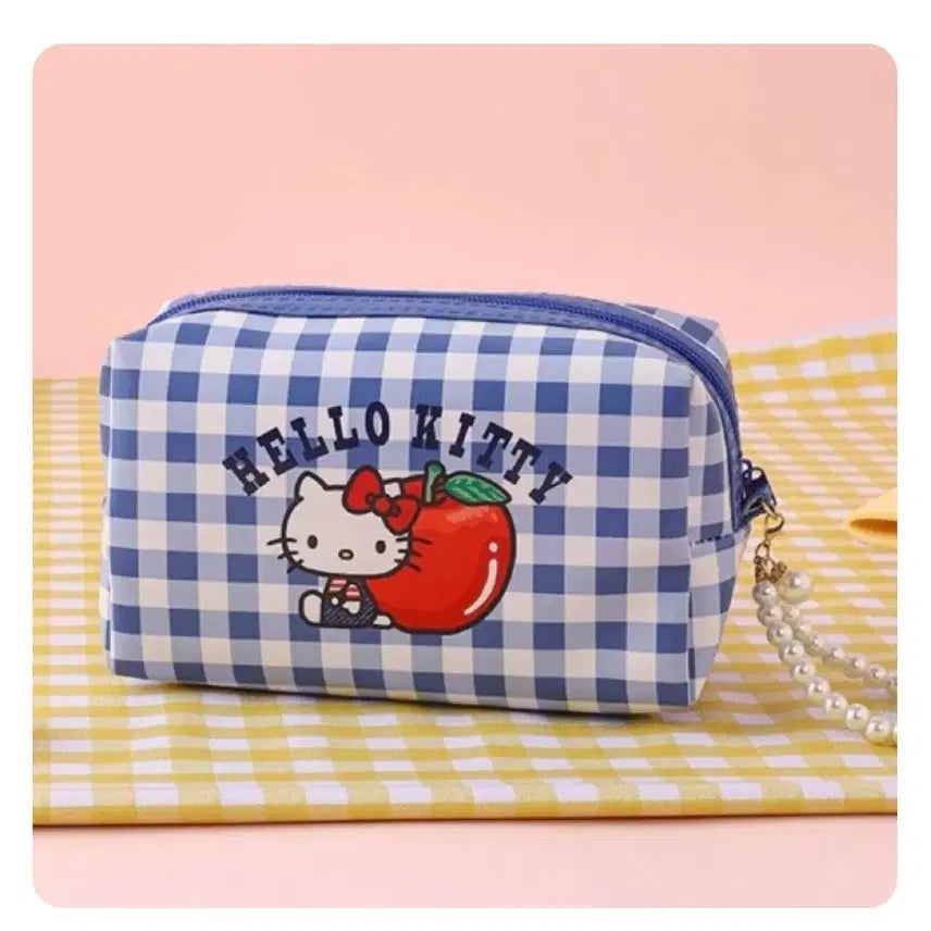 [BUNJANG] Hello Kitty Plaid Pouch Navy / 헬로키티 체크무늬 파우치 네이비