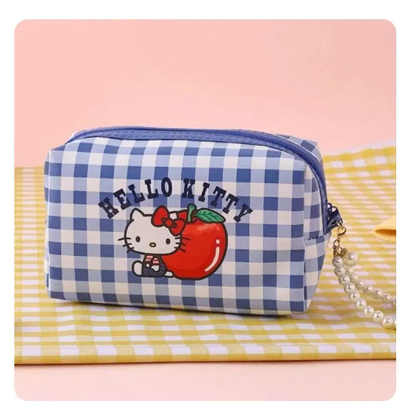 [BUNJANG] Hello Kitty Plaid Pouch Navy / 헬로키티 체크무늬 파우치 네이비