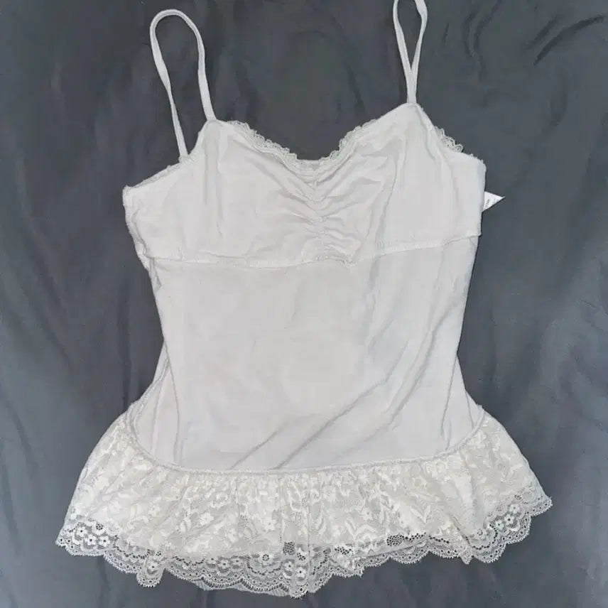 [BUNJANG] White Lace Tank Top / 화이트 레이스 나시