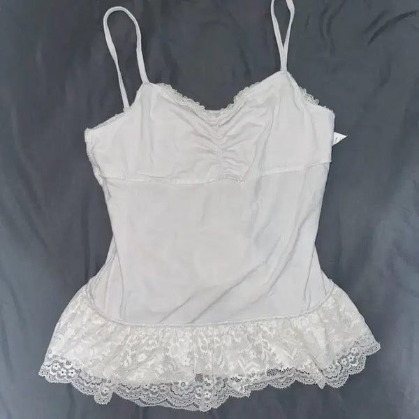 [BUNJANG] White Lace Tank Top / 화이트 레이스 나시