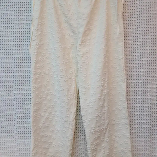 [BUNJANG] Ivory Floral Wide Pants / 아이보리 꽃무늬 와이드 free