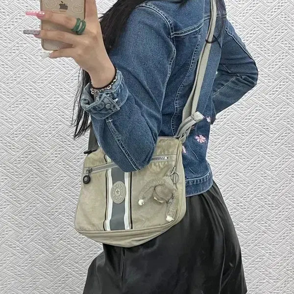 [BUNJANG] Kipling Vintage Casual Stripe Keyring Crossbody Bag / 키플링 빈티지 캐주얼 스트라이프 키링 크로스백 C13286