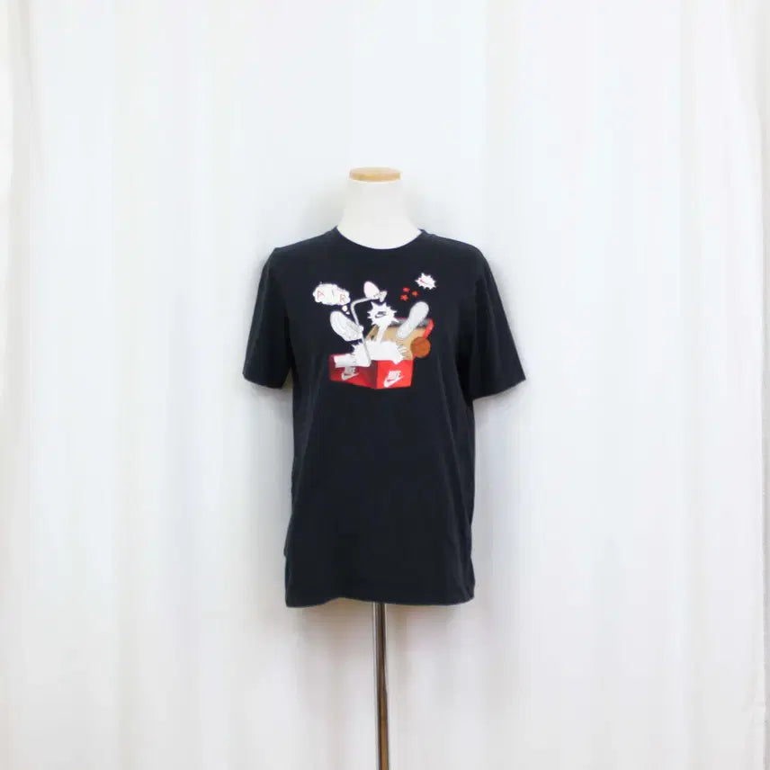 [BUNJANG] Nike Women's Round Neck Short Sleeve T-Shirt (Size 80) - Black 100% Cotton / [정품] 나이키 여성 라운드 반팔 티셔츠 (80) 상상샵