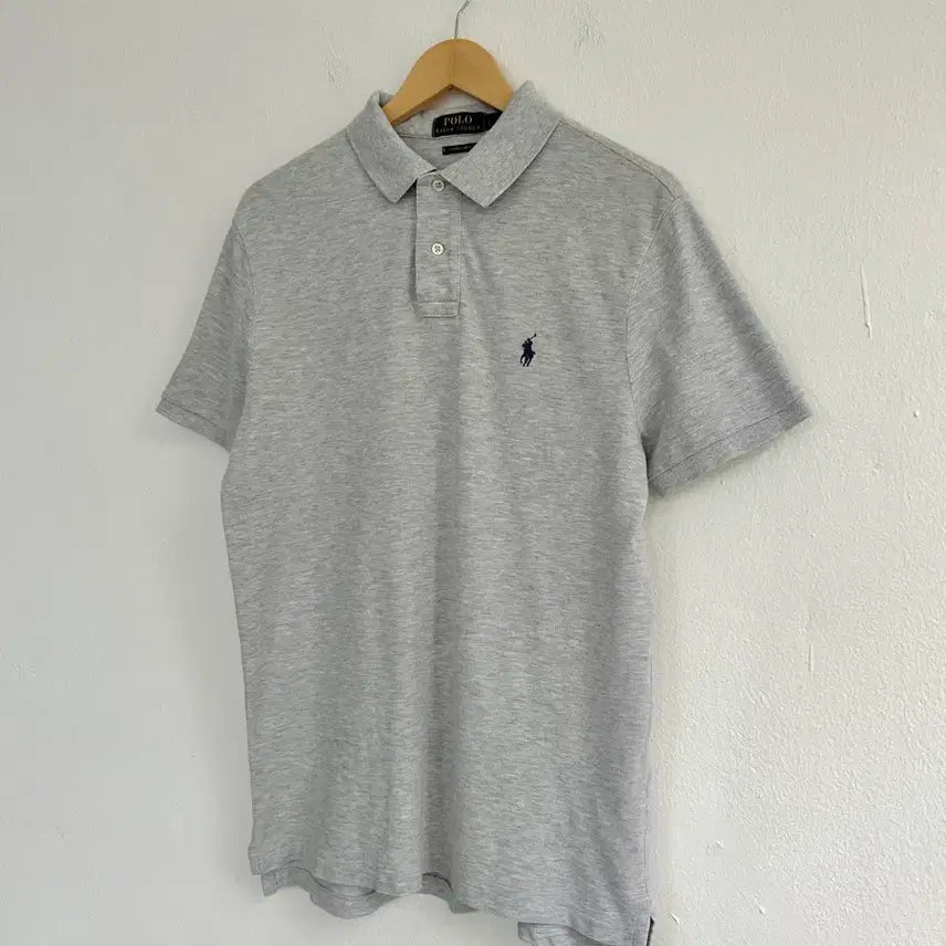 [BUNJANG] Polo Ralph Lauren Custom Slim Fit Short Sleeve Polo Shirt - Gray, Size L / 폴로 랄프 로렌 커스텀 슬림핏 반팔 카라티