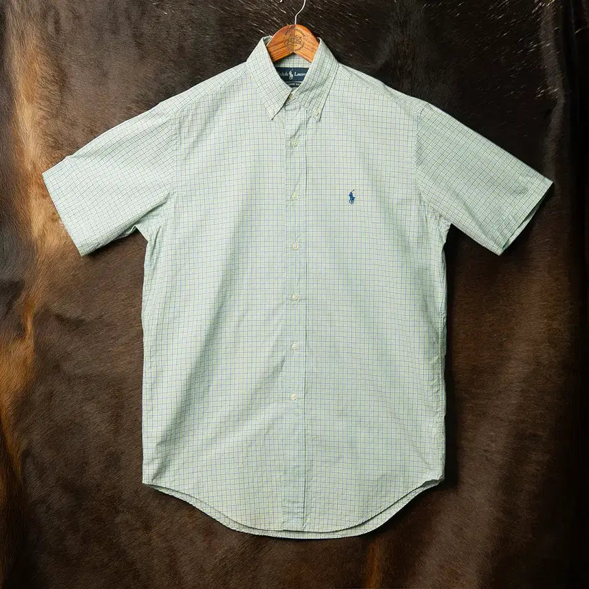 [BUNJANG] Polo Ralph Lauren Classic Fit Pastel Green Check Short Sleeve Shirt / [100] 폴로 랄프로렌 체크 반팔 셔츠 클래식 핏 파스텔 그린