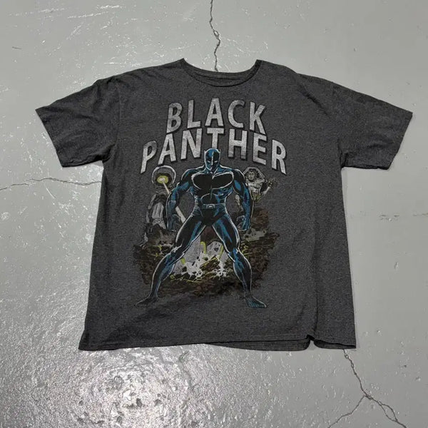 [BUNJANG] Marvel Black Panther Vintage Charcoal Short Sleeve T-Shirt 2XL / 마블(Marvel) 블랙 팬서 빈티지 챠콜 반팔 티셔츠
