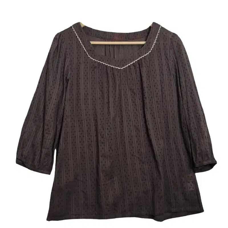 [BUNJANG] MELROSE CLAIRE Brown Ethnic Cotton Blouse [M] / MELROSE CLAIRE 브라운 에스닉풍 코튼 블라우스 [M] 모리룩/ 걸리시룩