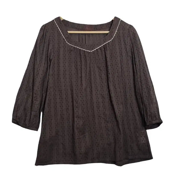 [BUNJANG] MELROSE CLAIRE Brown Ethnic Cotton Blouse [M] / MELROSE CLAIRE 브라운 에스닉풍 코튼 블라우스 [M] 모리룩/ 걸리시룩