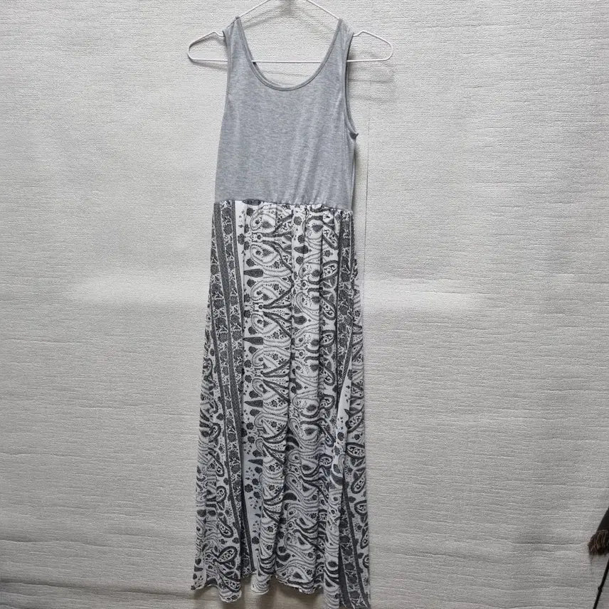 [BUNJANG] Paisley Sleeveless Maxi Dress - Grey / 자454 민소매 롱 원피스