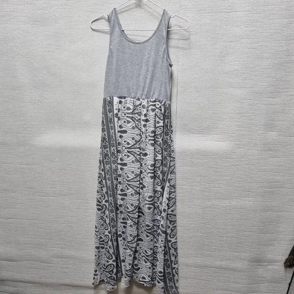 [BUNJANG] Paisley Sleeveless Maxi Dress - Grey / 자454 민소매 롱 원피스
